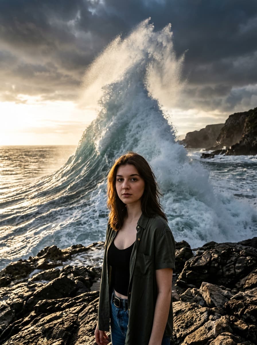 Epic Ocean Waves on Rocky Shore - After