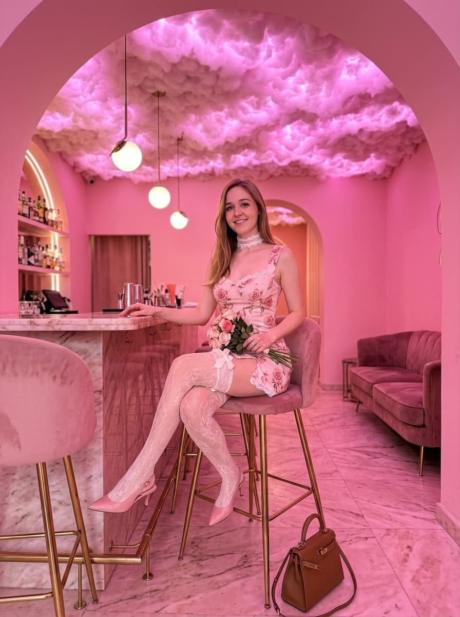 Pink Cloud Cocktail Bar Portrait - After