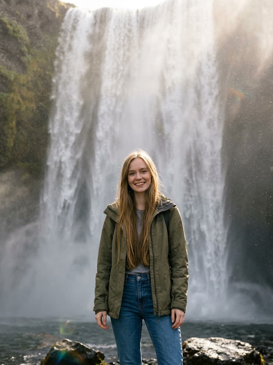 Cinematic Waterfall Portrait - After