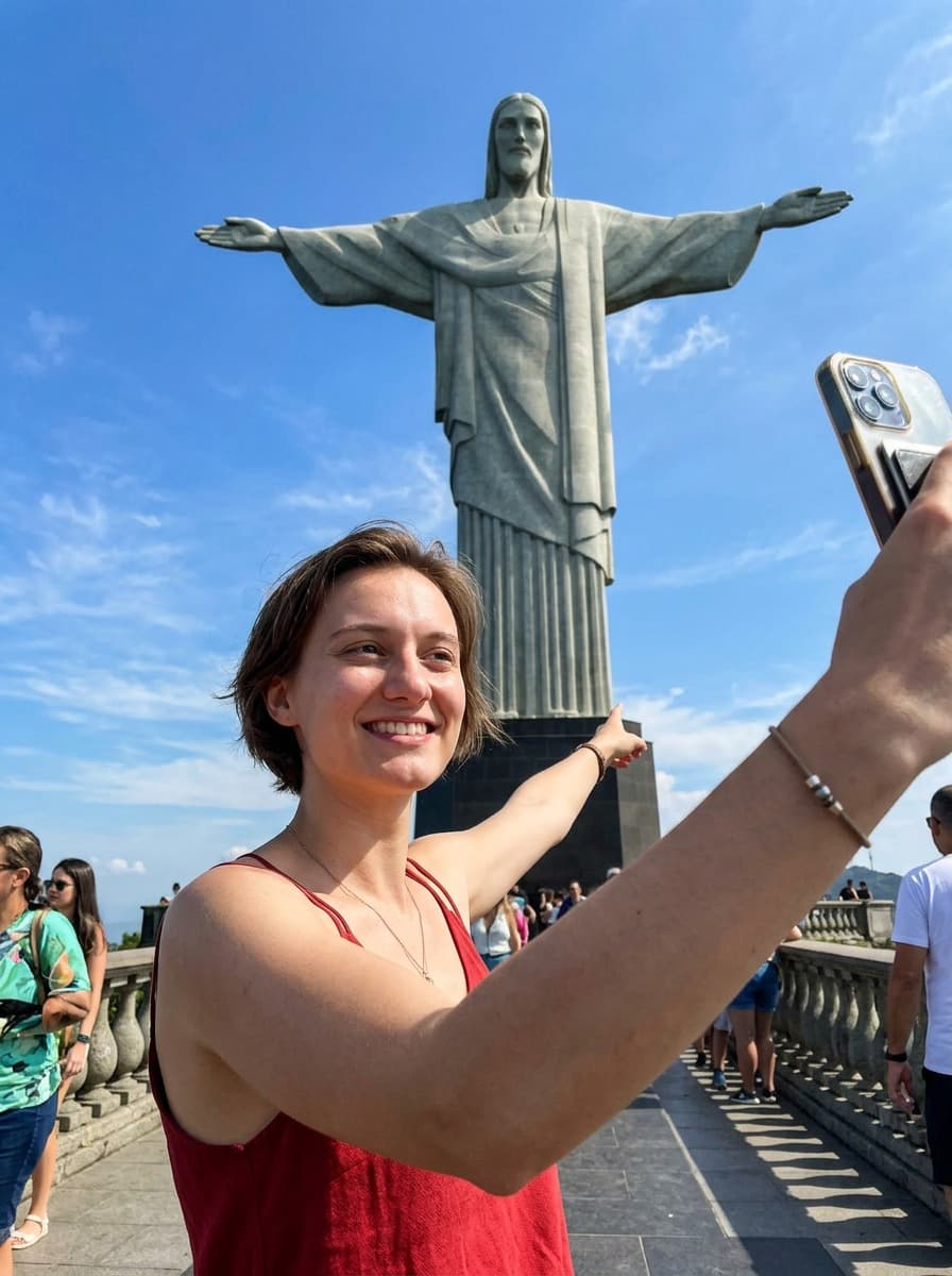 Rio Monument Travel Selfie - After